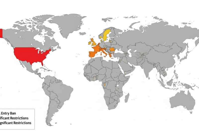 Los viajeros estadounidenses tienen prohibida la entrada a estos 5 países para 2026